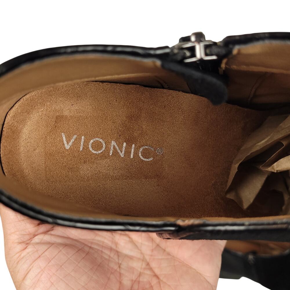 Vionic Marissa Booties Womens 8.5 Black Suede Ankle Zip Comfort Shoes EUC - Picture 10 of 13